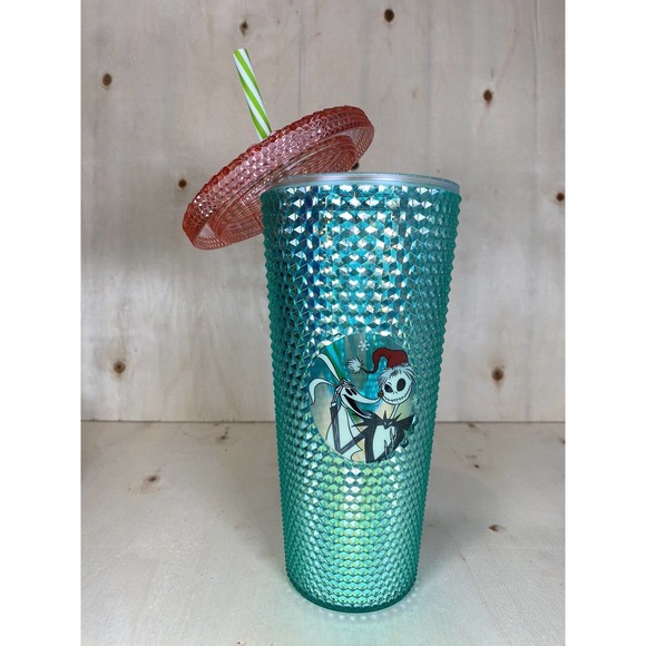 20 oz Jack and Zero Studded Tumbler Ice Green and Red Nightmare Before Christmas - Picture 7 of 7